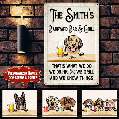 Personalized Custom Dogs Funny Bar And Grill Printed Metal Sign Pht-29Tp024 Metal Sign Human Custom Store 12.5 x 17.5 in - Best Seller