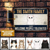 Personalized Custom Cats Welcome People Tolerated Printed Metal Sign Pht-29Tp047 Cat Metal Sign Human Custom Store 17.5 x 12.5 in - Best Seller