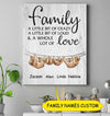 Personalized Family A Little Bit Of Crazy Sloth Canvas Dreamship 8x12in