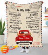 To My Wife God Blessed The Broken Road That Led Me Red Truck Custom Name and Date Anniversary Gifts For Couples Fleece Blanket Fleece Blanket Dreamship