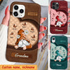Grandma - Mom Gnome With Grandkids Butterfly Leather Pattern Personalized Phone Case PM04FEB23CT1 Silicone Phone Case Humancustom - Unique Personalized Gifts Iphone iPhone 14