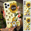 Sunflower Grandma- Mom Gnome Butterfly Kids Personalized Phone Case PM04OCT22VA1 Glass Phone Case Humancustom - Unique Personalized Gifts