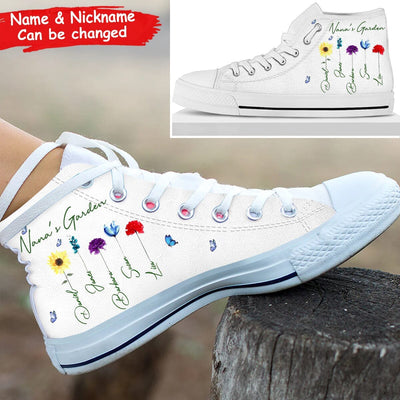 Auntie Mom Grandma's Garden Birth Month Flower Kids Personalized High Top Shoes PM05APR23CT2 High Top Shoes Humancustom - Unique Personalized Gifts Women US 4