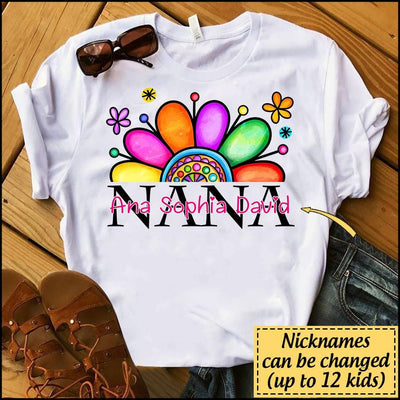 Customized Mimi Nana Grandma Flower T-Shirt PM08JUL21XT2 2D T-shirt Gearment S White