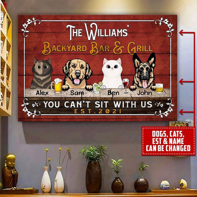 Personalized Dog And Cat Backyard Bar & Grill Canvas PM19JUN21TP4- Wall Art Decor Canvas Dreamship