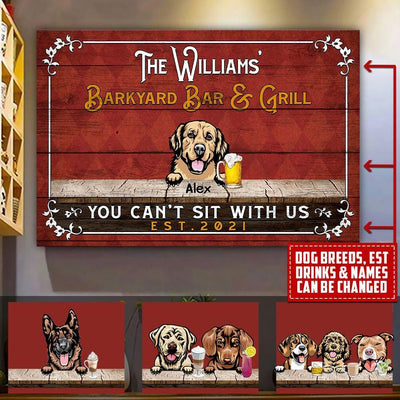 Personalized Dog Backyard Bar & Grill Don't Sit With Us Canvas PM19JUN21TP5- Wall Art Decor Canvas Dreamship 12x8in