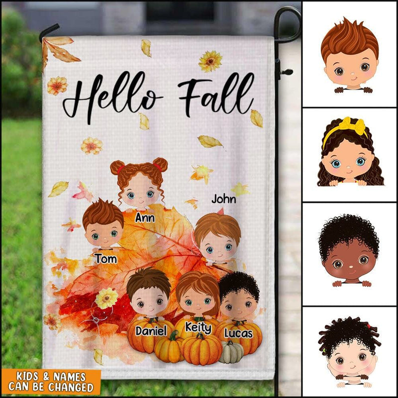 Discover Grandkids Autumn Leaves Personalized Garden Flag