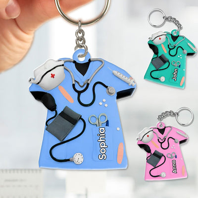 Personalized Nurse Scrubs Gift For Nurse Acrylic Keychain PNM11AUG23VA1