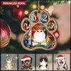Cute Cat And Dog On Christmas Day Personalized Custom Cat Face Acrylic Ornament PNM23AUG23KL1
