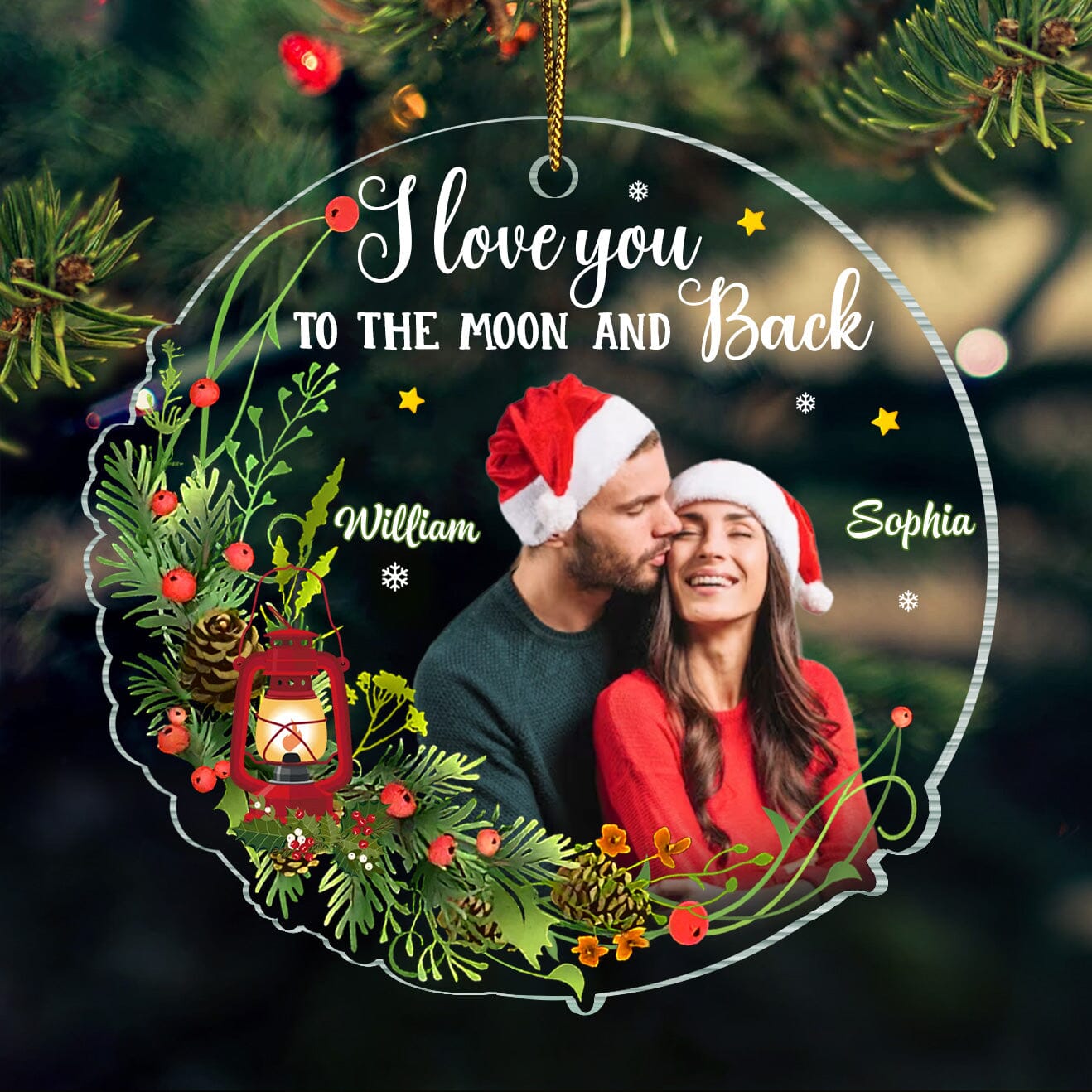 I Love You To The Moon And Back Couple Custom Photo Personalized Acrylic Ornament CTL22NOV23CT1 Acrylic Ornament HumanCustom - Unique Personalized Gifts Made Just for You 3.5 IN Pack 1 