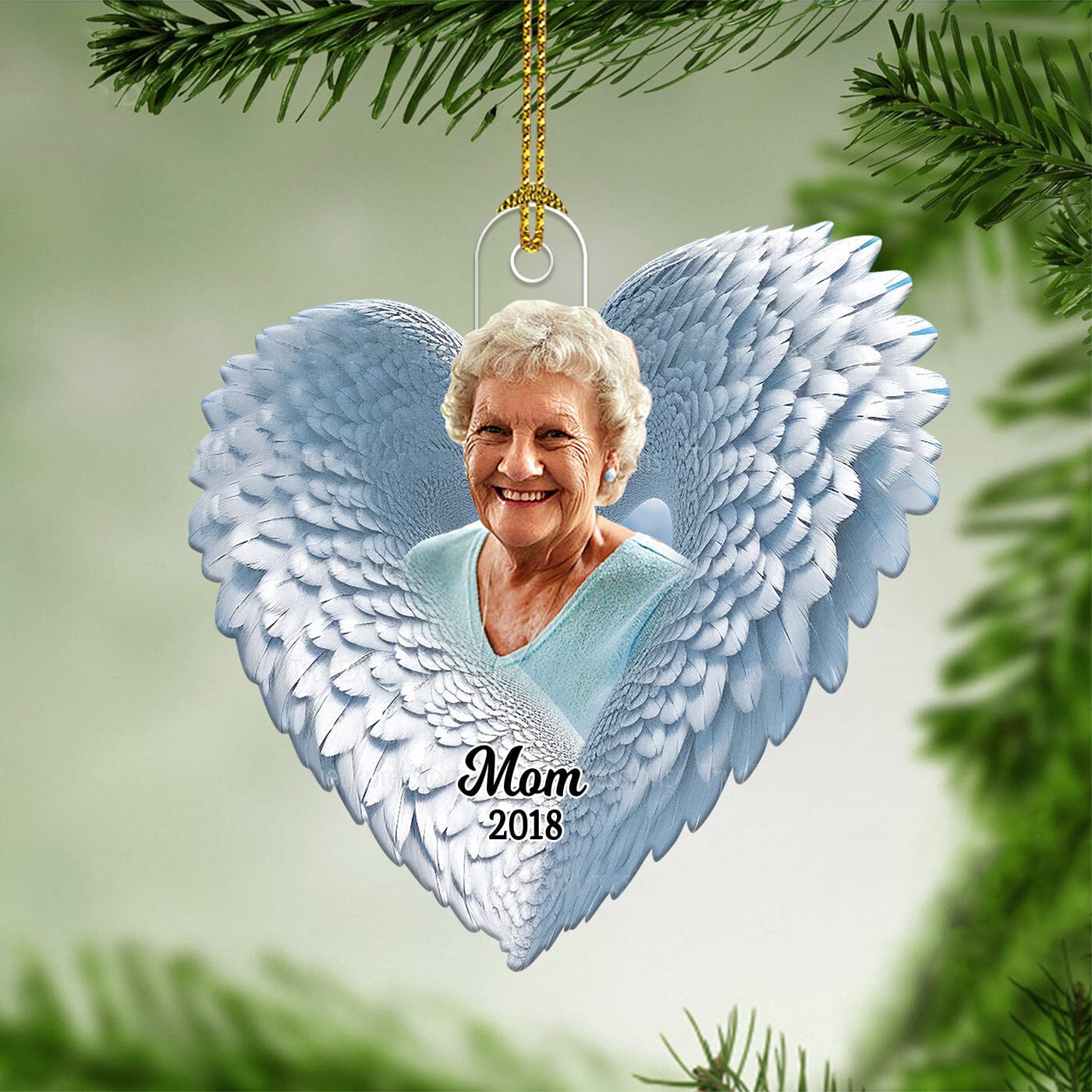 Personalized Memorial Upload Photo Heart Wings Ornament CTL18OCT23CT1 Acrylic Ornament HumanCustom - Unique Personalized Gifts Made Just for You 