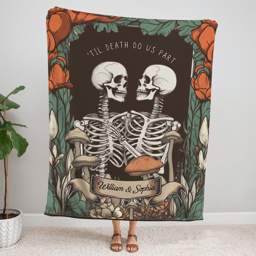 Skeleton Couple Custom Gift 'Til Death Do Us Part' Personalized Blanket NVL01DEC23CT1 Fleece Blanket HumanCustom - Unique Personalized Gifts Made Just for You 