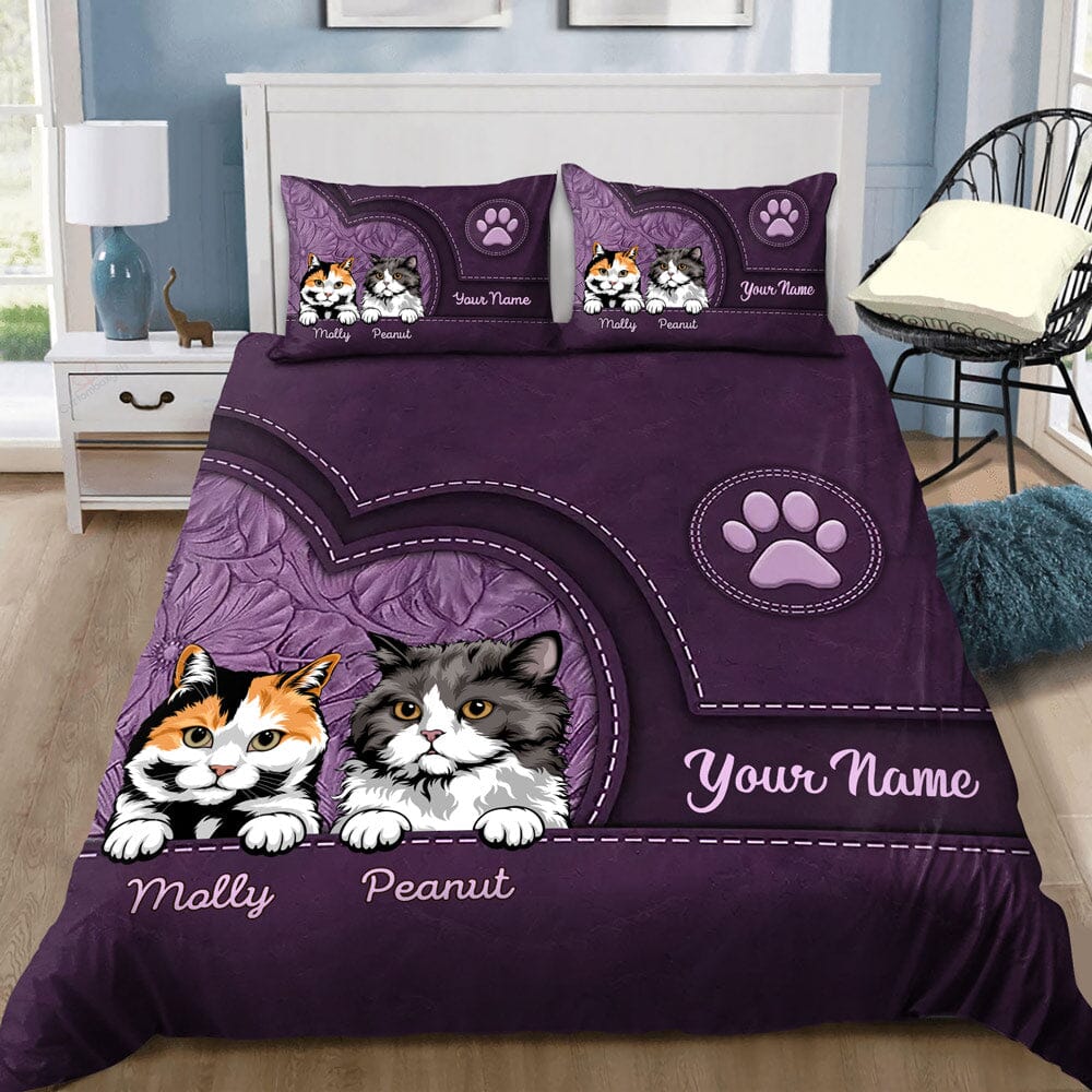 Leather Texture Effect Custom Pets Personalized Bedding Set For Dog Lovers Cat Lovers VTX06DEC23VA2 Bedding Set HumanCustom - Unique Personalized Gifts Made Just for You 