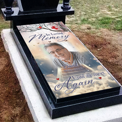 Until We Meet Again Upload Photo Stairway To Heaven Personalized Memorial Grave Blanket VTX07MAR24KL1