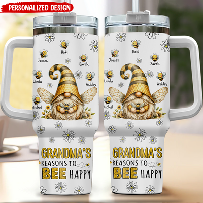 Grandma's Reasons To Be Happy Gnome Grandma Personalized Tumbler 40Oz With Straw VTX08APR24KL1
