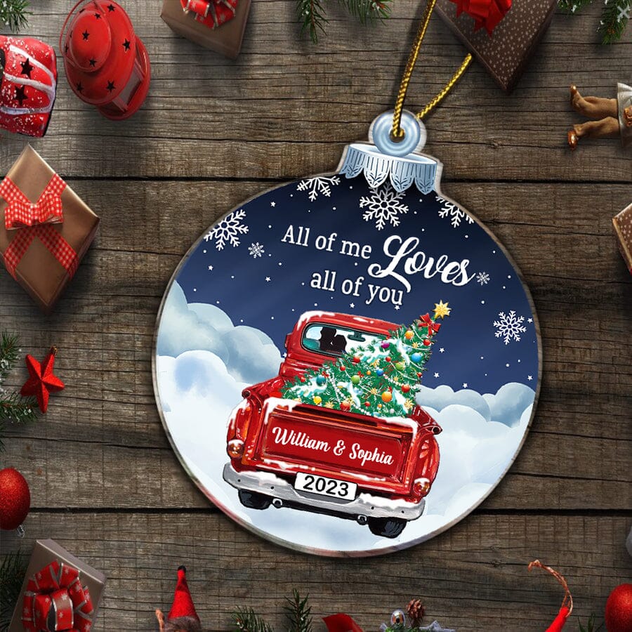 You And Me We Got This Night Sky Christmas Red Truck Personalized Acrylic Ornament Gift For Couples VTX09NOV23TT2 Acrylic Ornament HumanCustom - Unique Personalized Gifts Made Just for You 