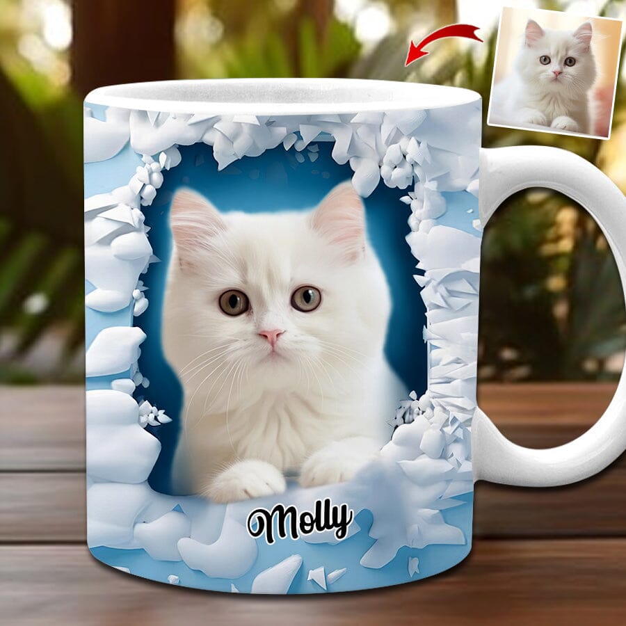 Kitten In A Snow Wall Hole Upload Pet Photo Personalized Mug VTX09NOV23TT3 White Mug Edge HumanCustom - Unique Personalized Gifts Made Just for You White 11OZ 