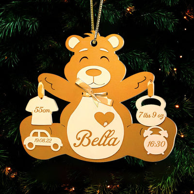 Baby's First Christmas Teddy Bear Personalized Wooden Ornament VTX09SEP23TT2 Wood Custom Shape Ornament Humancustom - Unique Personalized Gifts