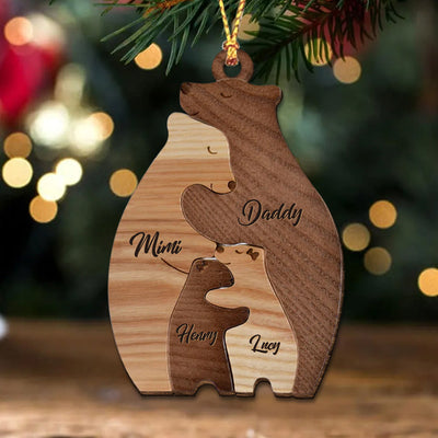 Bear Family Puzzle Christmas Personalized Wooden Ornament VTX09SEP23VA1