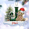 Teddy Bear Monogram Alphabet With Kid's Name Christmas Personalized Acrylic Ornament VTX10OCT23TT3 Acrylic Ornament HumanCustom New