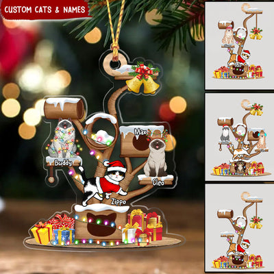 Christmas Cat Tower Personalized Acrylic Ornament VTX11AUG23VA1