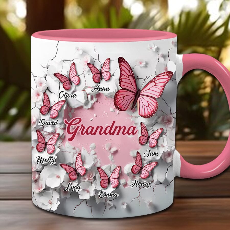 3D Crack In A Wall Pink Butterfly Kids Personalized Accent Mug Gift For Grandma Mom VTX11DEC23TT1 Accent Mug HumanCustom - Unique Personalized Gifts Made Just for You 