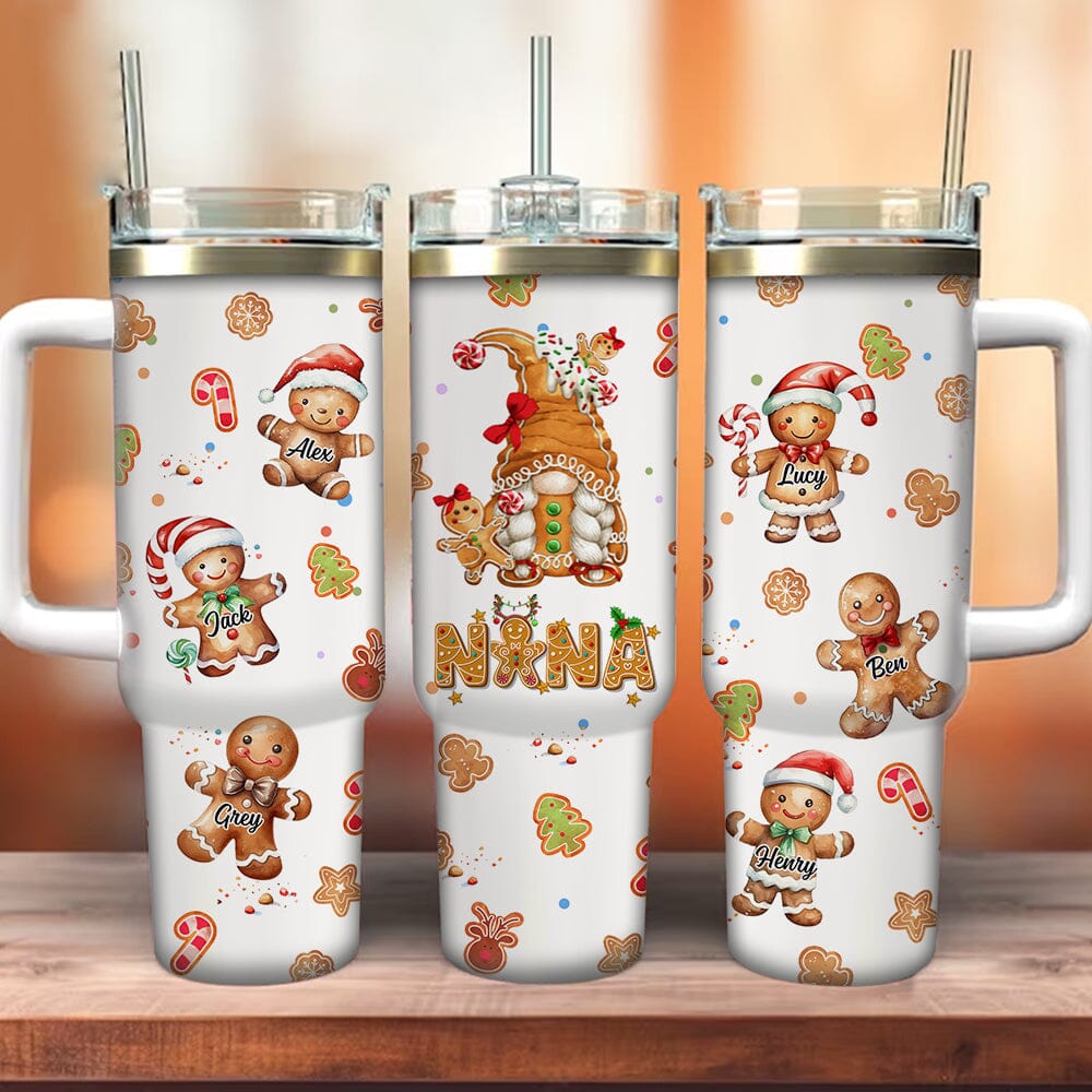 Gingerbread Gnome Grandma Mom With Gingerbread Kids Personalized 40Oz Tumbler VTX11DEC23TT2 Tumbler With Straw HumanCustom - Unique Personalized Gifts Made Just for You 40OZ 