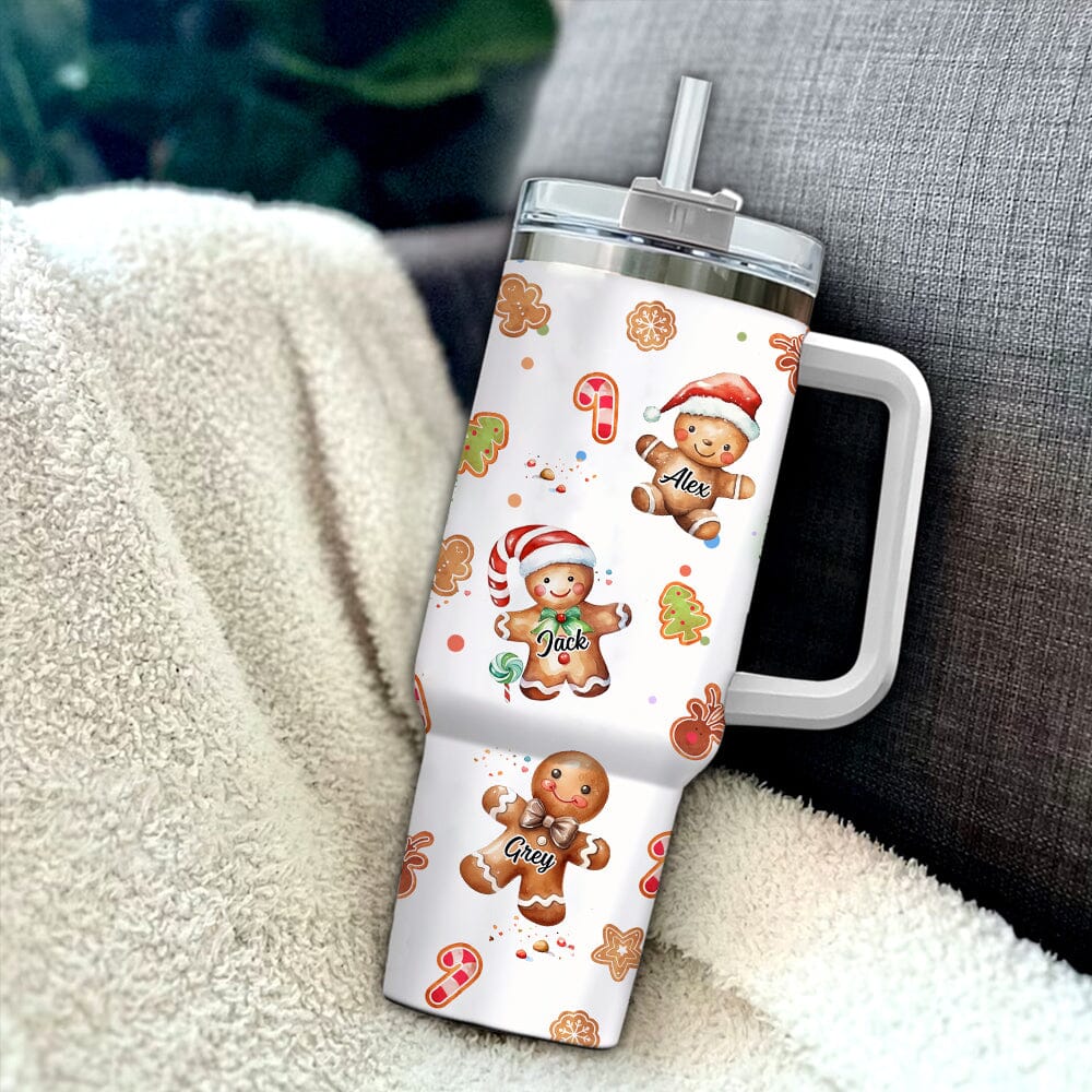 Gingerbread Gnome Grandma Mom With Gingerbread Kids Personalized 40Oz Tumbler VTX11DEC23TT2 Tumbler With Straw HumanCustom - Unique Personalized Gifts Made Just for You 