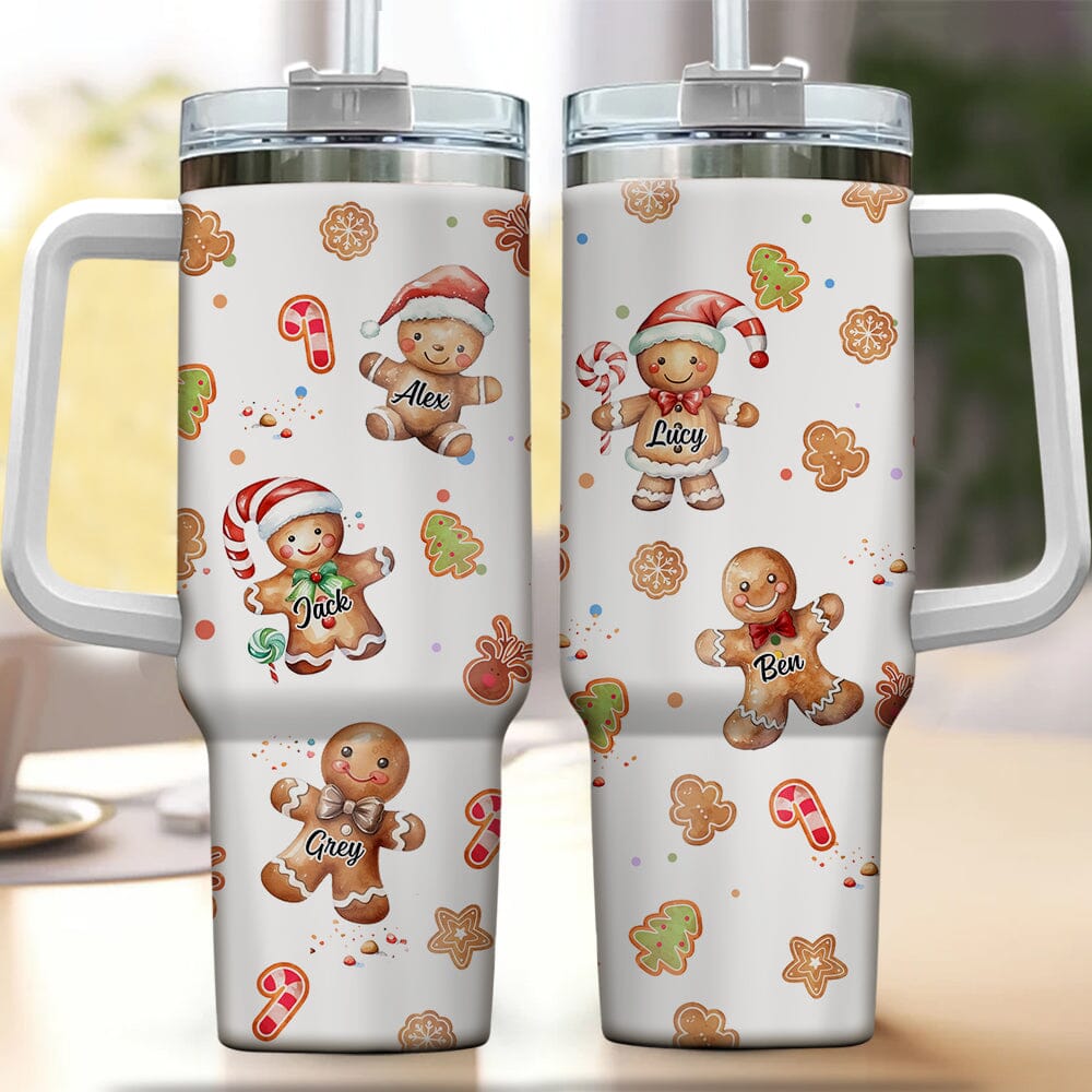 Gingerbread Gnome Grandma Mom With Gingerbread Kids Personalized 40Oz Tumbler VTX11DEC23TT2 Tumbler With Straw HumanCustom - Unique Personalized Gifts Made Just for You 