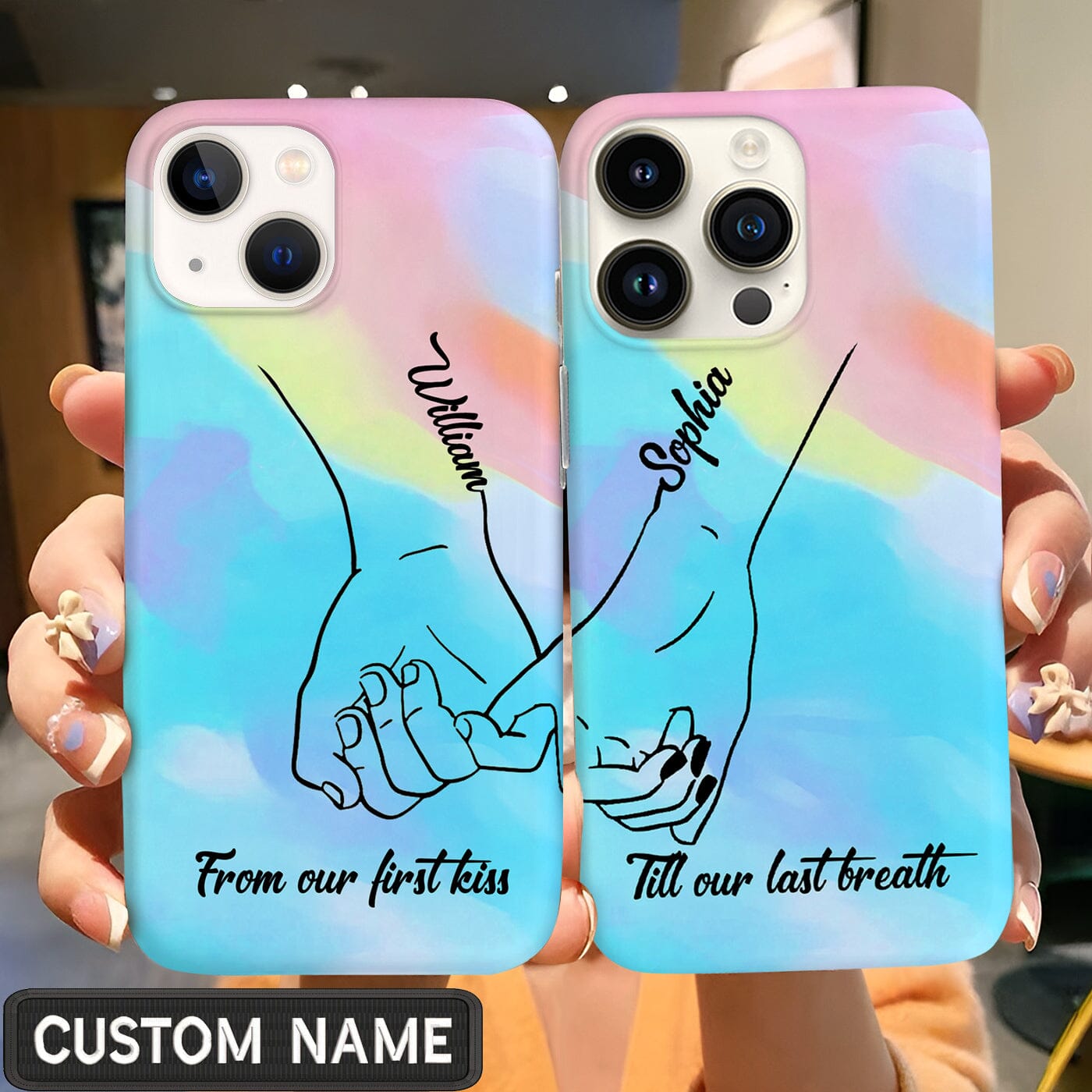 Personalized Holding Hands Couple Silicone Phone Case Valentines Day Gift VTX13DEC23CT1 Silicone Phone Case HumanCustom - Unique Personalized Gifts Made Just for You Iphone iPhone 15 