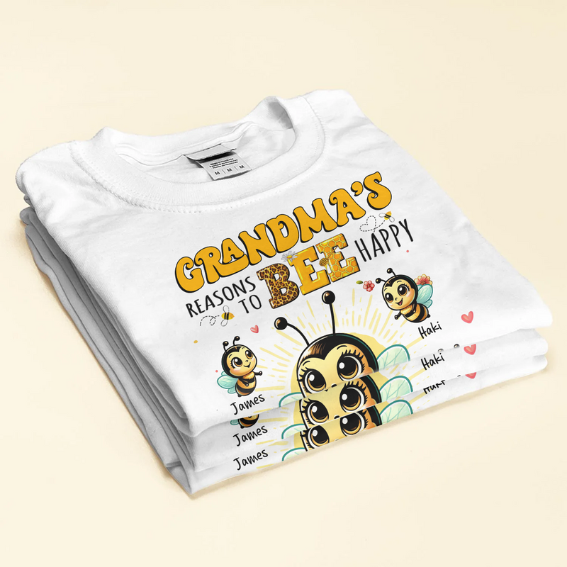 Grandma's Reasons To Bee Happy Personalized T-shirt