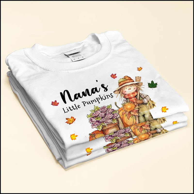 Nana's Little Pumpkins Scarecrow Grandma Fall Season Personalized Whit