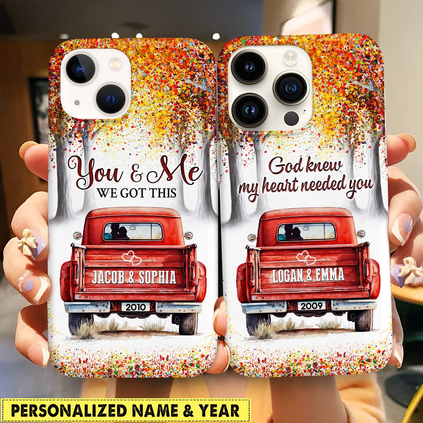 You & Me We Got This Red Truck Personalized Silicone Phone Case Gift For Couples VTX15DEC23CT2 Silicone Phone Case HumanCustom - Unique Personalized Gifts Made Just for You Iphone iPhone 15 