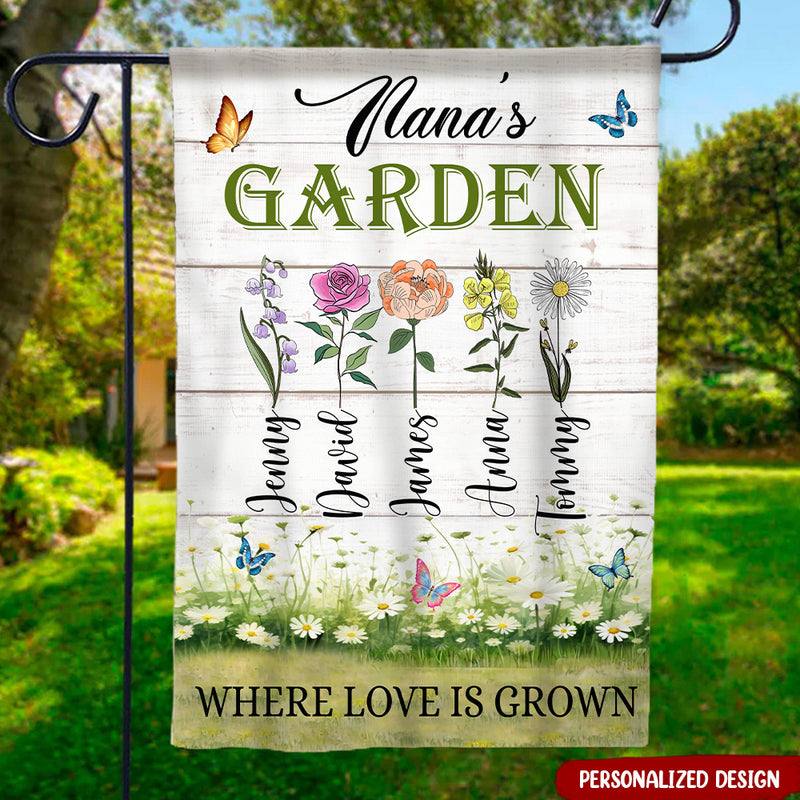Discover Nana's Garden Birth Month Flowers Personalized Garden Flag House Flag