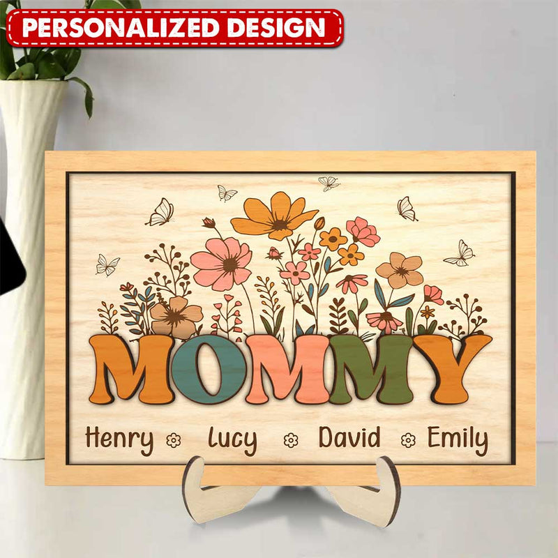 Discover Flower Garden Mommy/ Grandma Personalized 2-layered Wooden Plaque