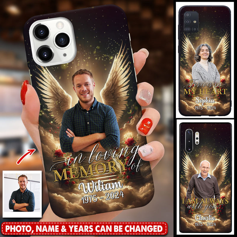 In Loving Memory Custom Photo Angel Wings Memorial Personalized Silicone Phone Case