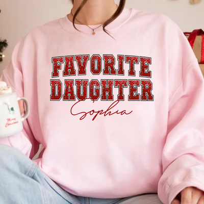 Favorite Daughter Red Faux Sequin Personalized Sweatshirt VTX22JAN24KL2