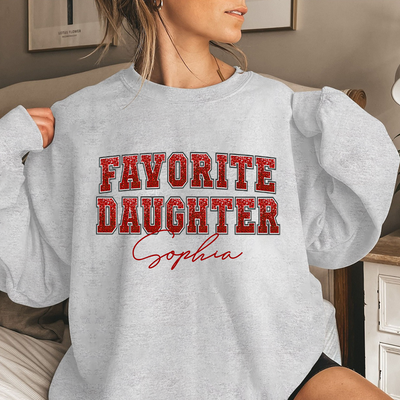 Favorite Daughter Red Faux Sequin Personalized Sweatshirt VTX22JAN24KL2