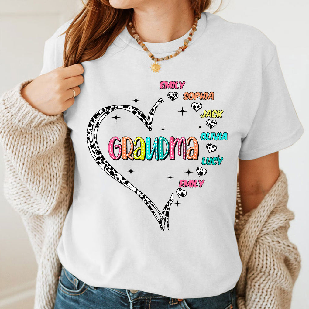 Grandma/ Mama Dalmatian Heart With Kids' Names Personalized T-shirt, Sweatshirt & Hoodie VTX23APR24TT1