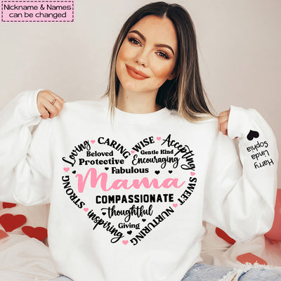 Heart Shape Grandma/ Mama Personalized Sweatshirt Sleeve Custom VTX23APR24VA3