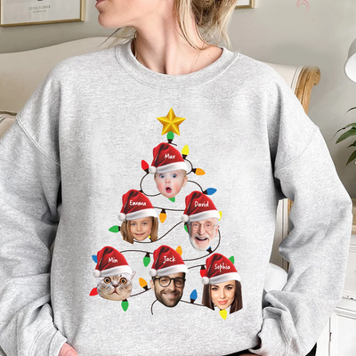 Funny Christmas Tree Shape Custom Family Photo Sweatshirt VTX24NOV23KL1