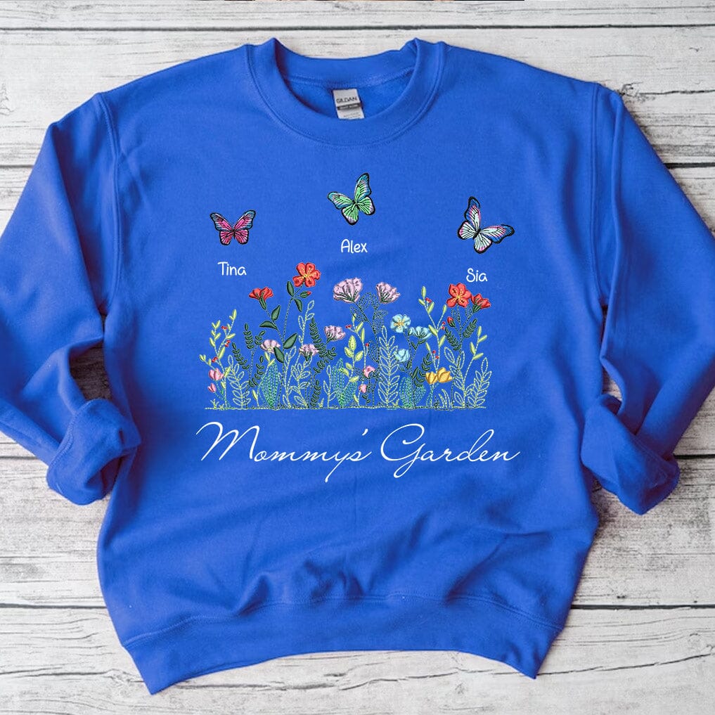 Personalized Grandma's Garden With Butterfly Kids Embroidered Sweatshirt VTX24NOV23NA1 Embroidered Sweatshirt HumanCustom - Unique Personalized Gifts Made Just for You 