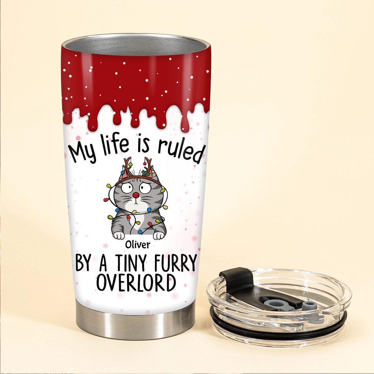 My Life Is Ruled By Tiny Furry Overlords Christmas Personalized Tumbler Gift For Cat Lovers VTX25OCT23VA2 Glitter Tumbler HumanCustom - Unique Personalized Gifts Made Just for You 