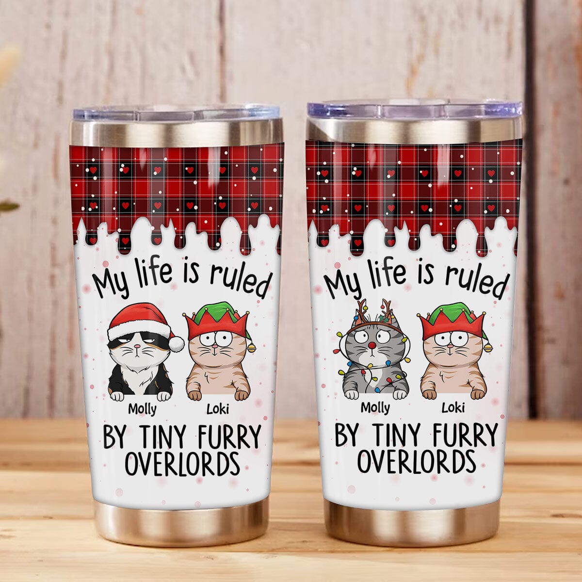 My Life Is Ruled By Tiny Furry Overlords Christmas Personalized Tumbler Gift For Cat Lovers VTX25OCT23VA2 Glitter Tumbler HumanCustom - Unique Personalized Gifts Made Just for You 20 Oz 