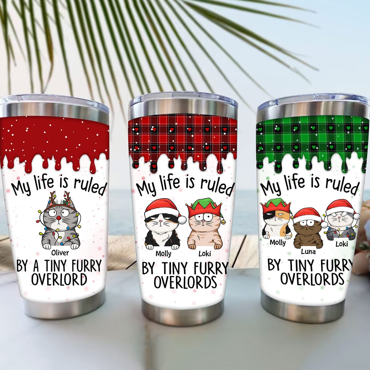 My Life Is Ruled By Tiny Furry Overlords Christmas Personalized Tumbler Gift For Cat Lovers VTX25OCT23VA2 Glitter Tumbler HumanCustom - Unique Personalized Gifts Made Just for You 