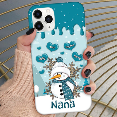 Turquoise Color Grandma Snowman With Heart Kids Personalized Silicone Phone Case VTX26OCT23TT1 Silicone Phone Case HumanCustom - Unique Personalized Gifts Made Just for You Iphone iPhone 15