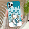 Turquoise Color Grandma Snowman With Heart Kids Personalized Silicone Phone Case VTX26OCT23TT1 Silicone Phone Case HumanCustom - Unique Personalized Gifts Made Just for You