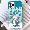 Turquoise Color Grandma Snowman With Heart Kids Personalized Silicone Phone Case VTX26OCT23TT1 Silicone Phone Case HumanCustom - Unique Personalized Gifts Made Just for You