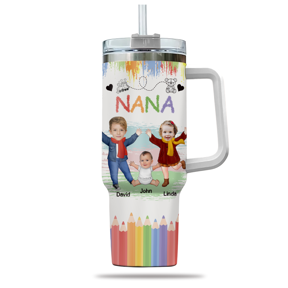 Nana Mama Birthday Loving Gift Custom Photo 40Oz Tumbler With Straw VTX27DEC23KL1