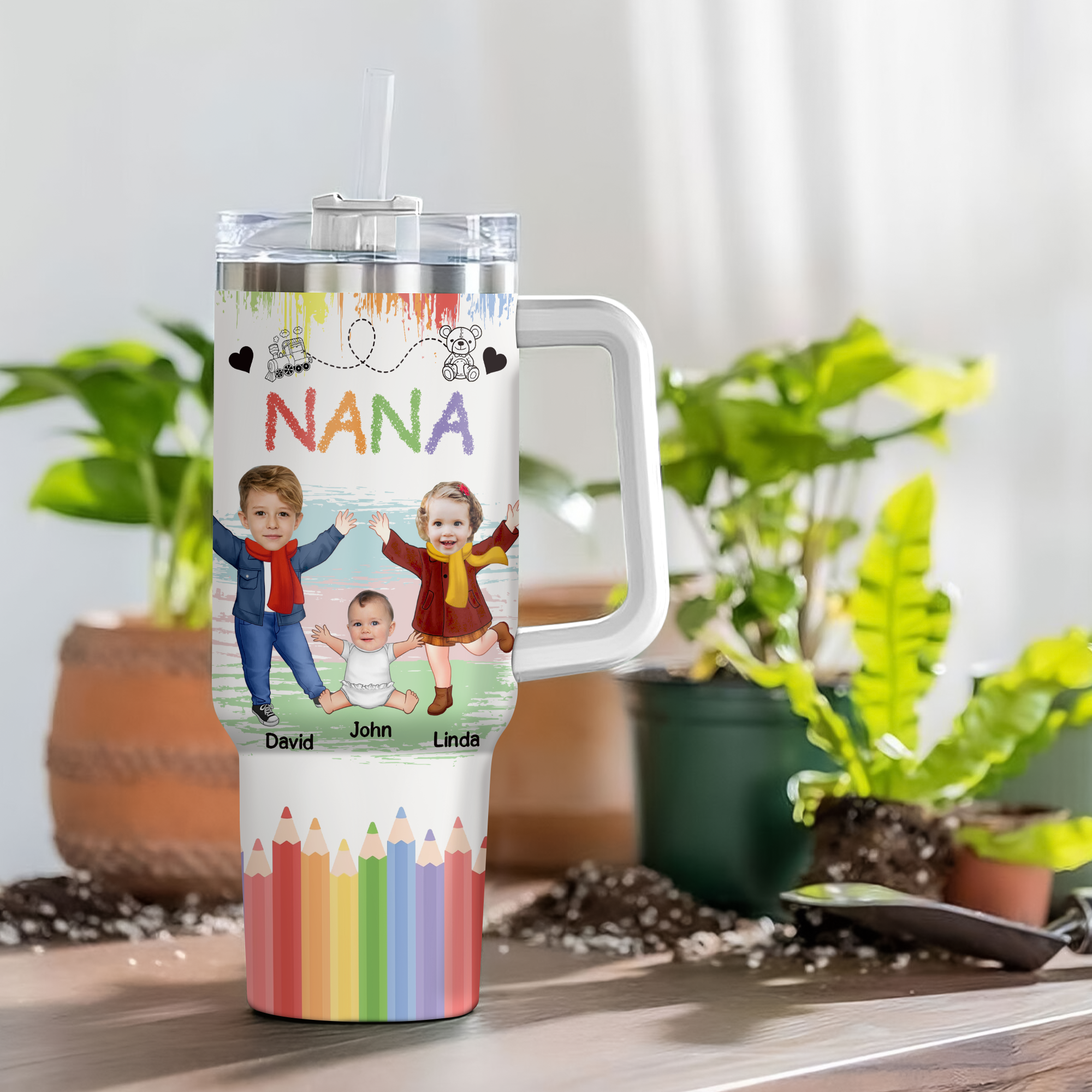 Nana Mama Birthday Loving Gift Custom Photo 40Oz Tumbler With Straw VTX27DEC23KL1